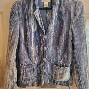 Blue Crushed Velvet Blazer S 12